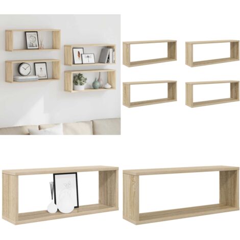 Étagères murales cube 4 pcs Chêne sonoma Bois d’ingénierie - Etagere ...