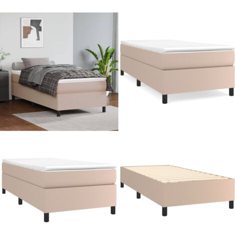 Cadre De Lit Cappuccino 100x200 Cm – Similicuir Brun, Neuf Sous Emballage
