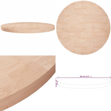 Dessus de table rond Ø80x4 cm Bois de chêne massif non traité - Dessus ...