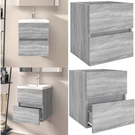 Armoire De Bain Sonoma Gris 60x32x53,5 Cm Bois D'ingénierie