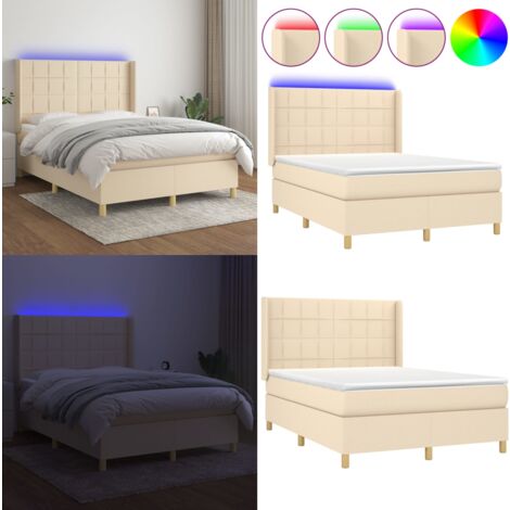 Sommier à lattes de lit matelas et LED Noir 140x200 cm Velours