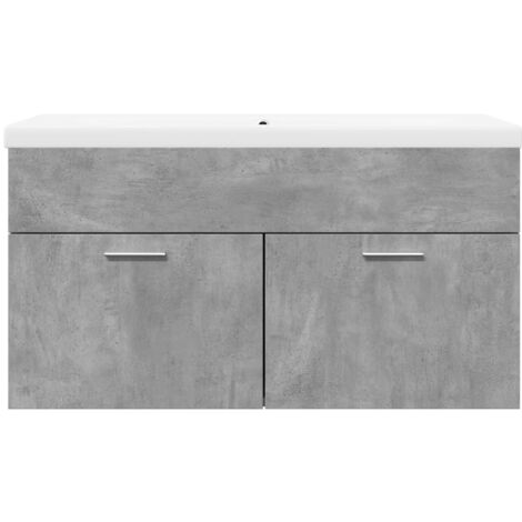 Meuble Lavabo De Salle De Bain Avec Vasque Intégrée - Blanc, 80x38.5x48 Cm, Un Tiroir, En Bois D'ingénierie - 5