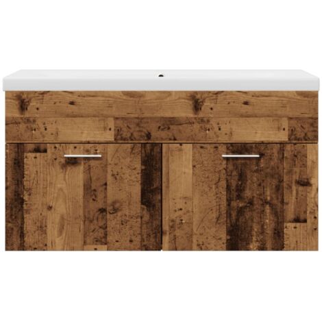 Meuble Lavabo De Salle De Bain Avec Vasque Intégrée - Blanc, 80x38.5x48 Cm, Un Tiroir, En Bois D'ingénierie - 6
