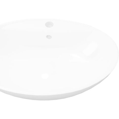 Lavabo à Poser Céramique Ovale Blanc - 605x380x125 Mm - Garantie 2 Ans - Neuf