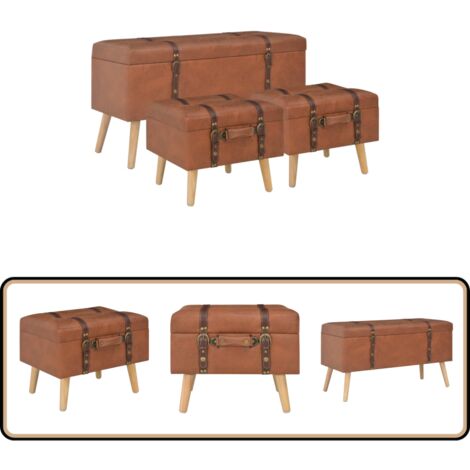 Pouf, Cofe de rangement, Tabouret avec repose-Pieds