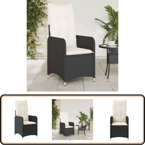Fauteuil Inclinable D'extérieur En Osier Avec Coussins De 14 Cm D'épaisseur, Chaise Longue Réglable Automatique En Rotin, Cadre En Aluminium, Résistant Aux UV Et Antirouille