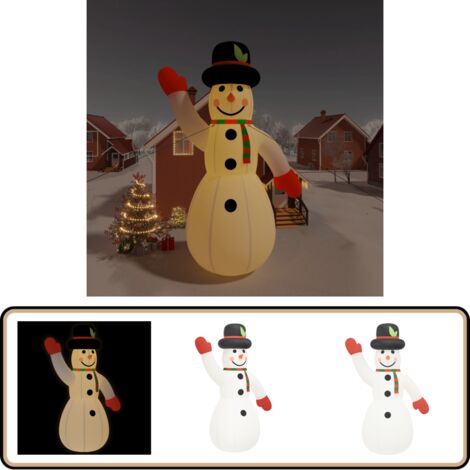 Bonhomme De Neige Gonflable Lumineux 180 Cm Avec Pingouins - Déco Noël Intérieur/extérieur - LEDs Multicolores