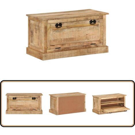 Banc Rangement Chaussures En Bois Manguier - 85x40x45 Cm, Banc D'Entrée Avec Compartiments, Salon Couloir