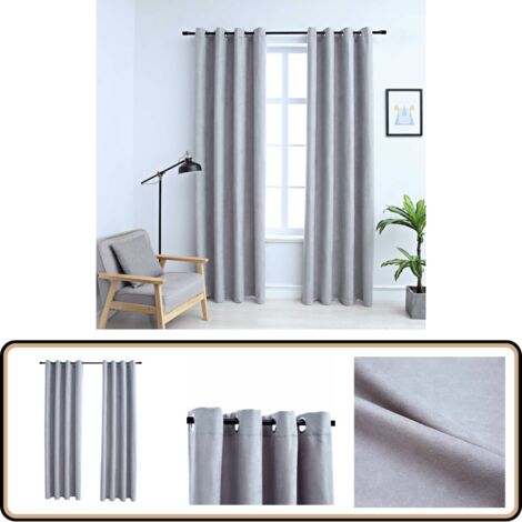 Rideaux occultants avec anneaux en métal 2 pcs Gris 140x245 cm ...