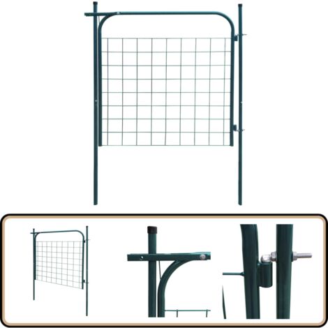 Portail de clôture de jardin 100 x 100 cm Vert - Portail De Jardin - Portillon - Clôture - Porte D'entrée - Acier Galvanisé (1/5)