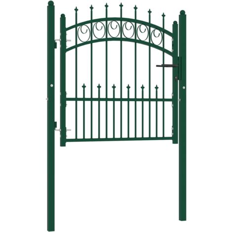 Portillon De Jardin En Acier Avec Pics – Design Arqué Moderne – 200 X 100 Cm – Pour Clôture, Terrasse, Extérieur