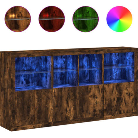 Buffet Avec LED RGB VidaXL - Meuble Rangement Salon Blanc