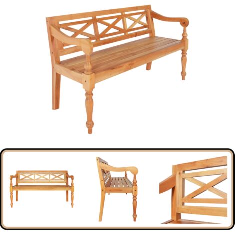 Vidaxl banc batavia 123 cm bois d'acajou massif marron clair VIDAXL Pas Cher