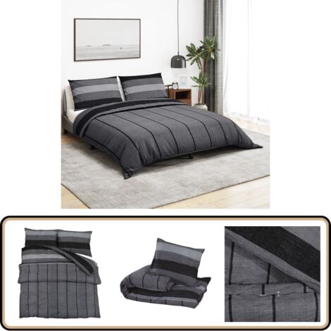 Ensemble De Housse De Couette Gris 200x200 Cm Coton - Housses De Couette Linge De Lit Drap Housse Literie Coton 86680366