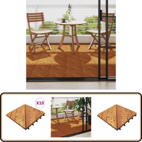 27 Dalles De Terrasse Bois Acacia - 30x30 Cm - Huilées - NEUF