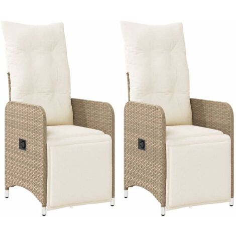 Chaises De Jardin Inclinables En Résine Tressée – Lot De 2, Grises, Avec Coussins Et Dossier Réglable - 9