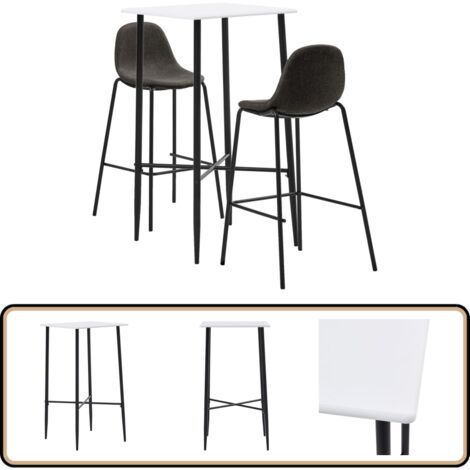 Ensemble De Bar 3 Pièces VidaXL - Table Et 2 Tabourets En Résine Tressée Noire, Acier, Coussins Blancs, Dimensions Table 102x60x105 Cm - 5