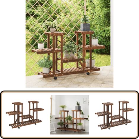 Support Plantes En Bois Avec Roues 360° - Chariot Rond 30cm Pour Pots D'Intérieur Et Extérieur