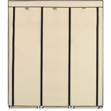Alightup Armoire De Rangement Portable 12 Étagères + Barre – 150 X 45 X 175 Cm Beige – Placard Garde-Robe Tissu