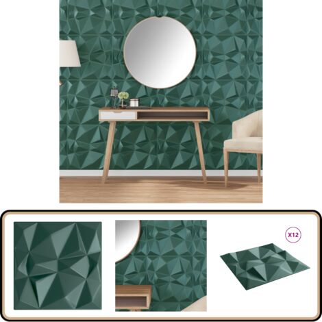 vidaXL Panneaux muraux 12 pcs vert 50x50 cm XPS 3 m² losange