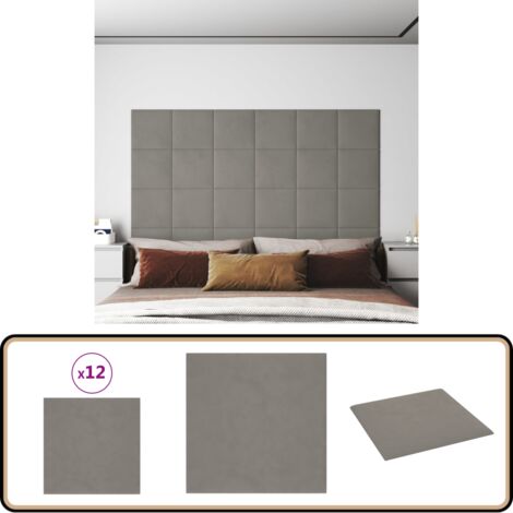 Panneaux Muraux Tissus 12 Pièces – Gris Clair 90x30 Cm – Couverture 3,24 M²