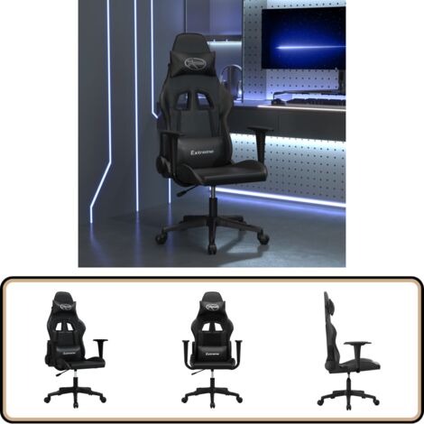 Chaise de jeu de massage noir similicuir - Chaises De Gaming - Fauteuil Gamer - Chaise Ergonomique - Chaise Bureau - Chaise Confortable (1/5)