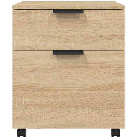 Classeur Mobile Avec Roulettes – Meuble De Rangement Pratique Pour Salon Ou Bureau, En Bois Gris