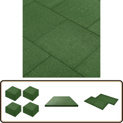 Lot 12 Carreaux Caoutchouc 50x50cm - Tapis Sol Antidérapant Extérieur Vert