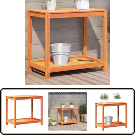 Table Rempotage Bois Massif Pin Avec Rangement - Banc Plantation Jardin 82,5x50x86,5cm
