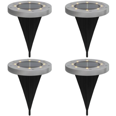 Lot De 4 Piquets Supports Métalliques Solaires - Pour Lampes Jardin & Projecteurs LED | Stables Anti-Insectes Extérieur