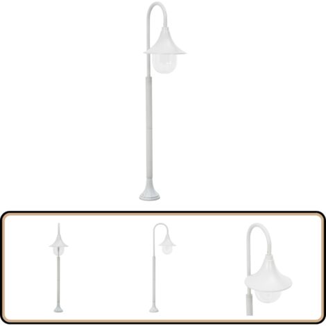 Lampadaire Jardin 3 Lanternes VidaXL 220 Cm Aluminium Blanc - Éclairage Extérieur