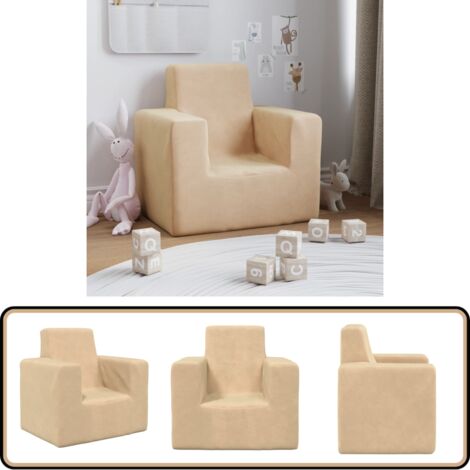 Drfeify Canapé Pour Enfants à 2 Places Crème Peluche Douce XA288