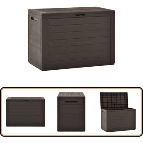 Coffre De Jardin VidaXL Bou00eete De Rangement Jardin, Coffre U00e0 Outils Avec Couvercle Organisateur Terrasse Patio Moderne Gris Resine Tressee Bois Acacia 1704970691 Cache Poubelle