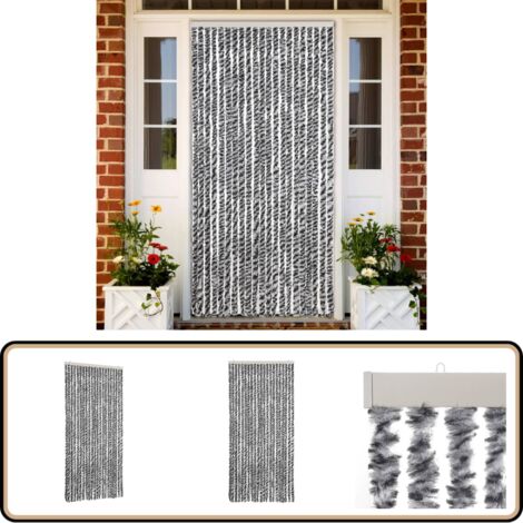 Rideau Anti mouches Gris Et Noir Et Blanc 90x220 Cm Chenille Rideau rideau-anti-mouches-gris-et-noir-et-blanc-90x220-cm-chenille-rideau