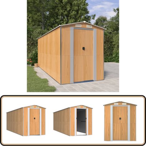 Abri De Jardin Marron En Acier Galvanisé – 116x45x175 Cm, Rangement Outils Et Meubles - 3