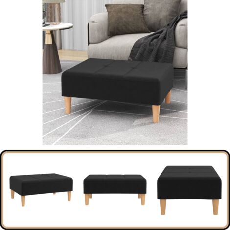 Pouf Repose-pieds – Noir Et Chrome – H43 X L38 X P38 Cm – Cuir Et Métal
