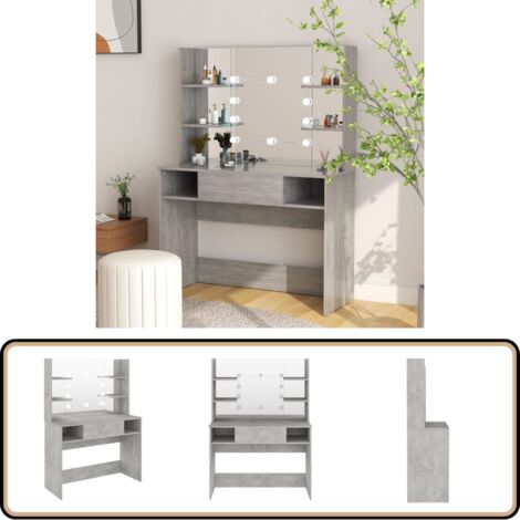 HOMIUSE Coiffeuse Avec Miroir Et Éclairage LED - 100x40x135 Cm, MDF Noir - Table De Maquillage Et Toilette Élégante