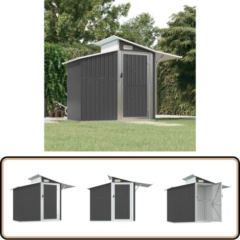 Abri De Jardin Anthracite 126x97,5x177 Cm Acier Galvanisé Qqmora