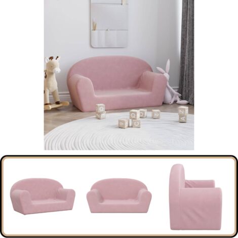 Tidyard Canapé-lit Enfant 2 Places Rose Peluche - Convertible 2-en-1 Fauteuil Et Lit, Doux Et Confortable