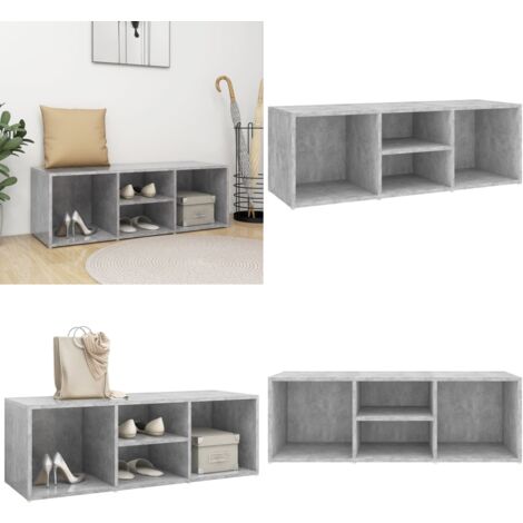 Banc à Chaussures Avec Rangement Intégré - Design élégant, 4 Compartiments, Dimensions 105x35x35 Cm - Gris Béton