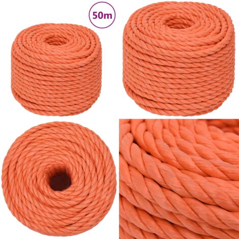 Corde De Travail Polyester 10 Mm X 50 M - Torsadée, Résistante, Pour Jardin, Atelier, Extérieur