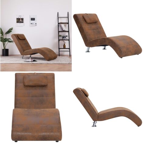 Lot De 2 Fauteuils Salon - Daim Et Cuir Marron - Occasion Bon État