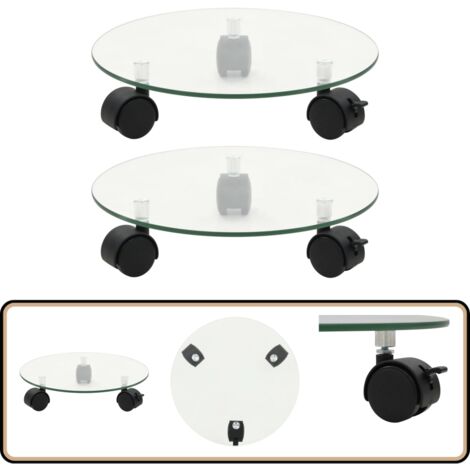 Porte-plantes Roulant 2 Pcs Verre Trempé 28 Cm Rond