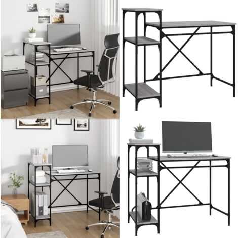 Bureau Avec étagères Sonoma Gris 102x45x148cm Bois D'ingénierie