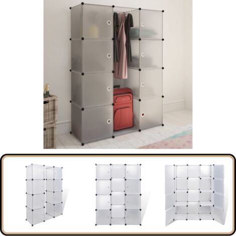 Armoire Modulable XOKOTAKI – 12 Modules, 2 Barres, Dimensions 140x105 Cm, Couleur Noire