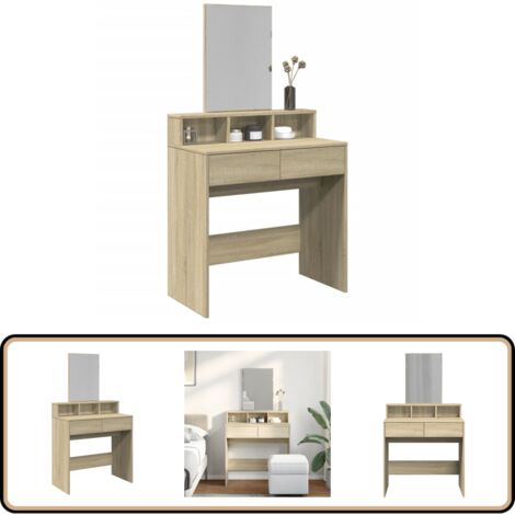 Coiffeuse Vicco Isabelle Avec Miroir Et Tiroirs - Meuble De Maquillage Blanc