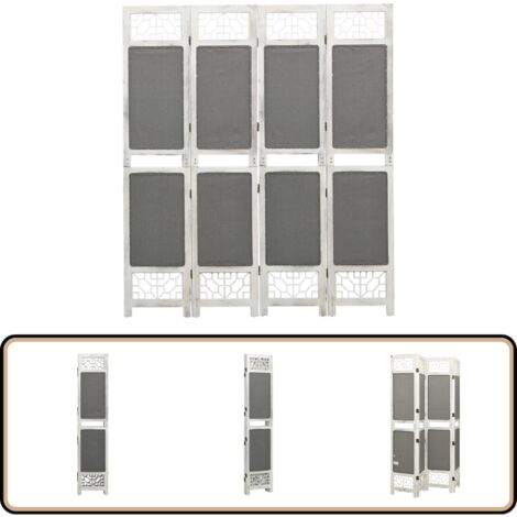 AKO Cloison de séparation pliante 4 panneaux 160 cm Bambou et toile-AKO7394667452382