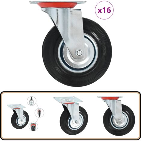 Roulettes Pivotantes Industrielles POWERTEC - Charge 330 Lbs, Diamètre 6,25 Pouces, Caoutchouc Noir