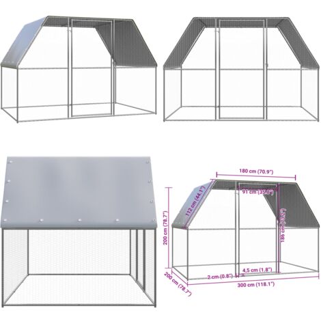 Enclos extérieur pour animaux - 3m x 2m x 2,5m - Zipper