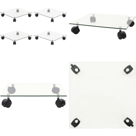 VidaXL Lot De 4 Chariots à Plantes Marron WPC 30x7,5 Cm - Roulettes 360° Avec Freins, Charge 100 Kg